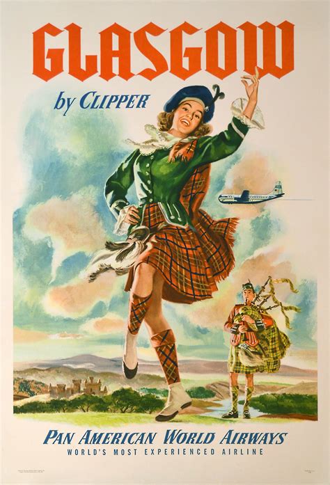 Glasgow By Clipper Vintage Travel Poster Advertising High Resolution