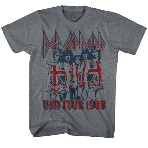 Def Leppard Shirt Usa Tour 1983 Grey Tee T Shirt Def Leppard Shirts