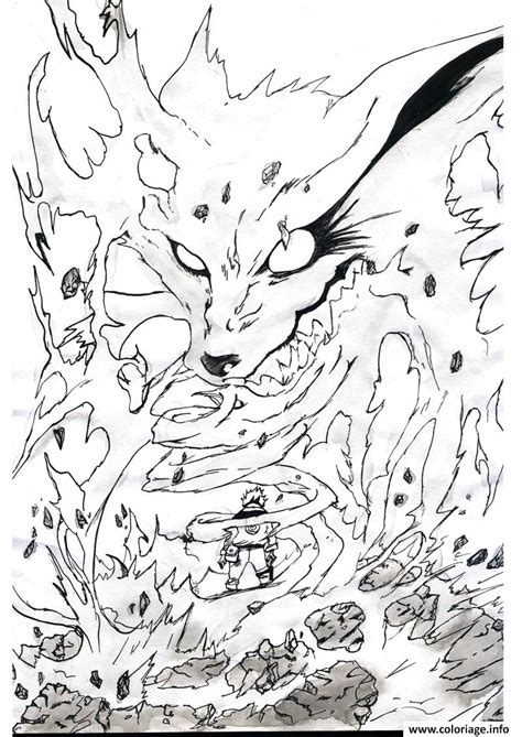 De nombreux coloriages de naruto et dessins de naruto a colorier pour les enfants! Coloriage Manga Naruto Kyubi 16 Dessin Naruto à imprimer
