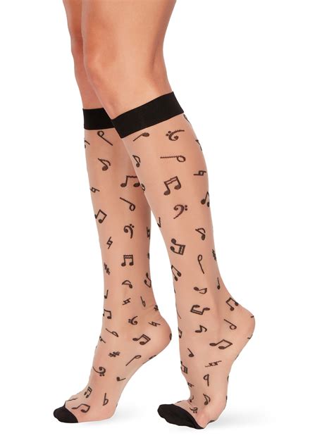 Nylon Knee High Socks Musical Notes Dedoles