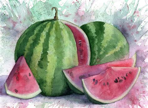 Watermelon Painting Kitchen Wall Art Fruit Artwork Food Etsy