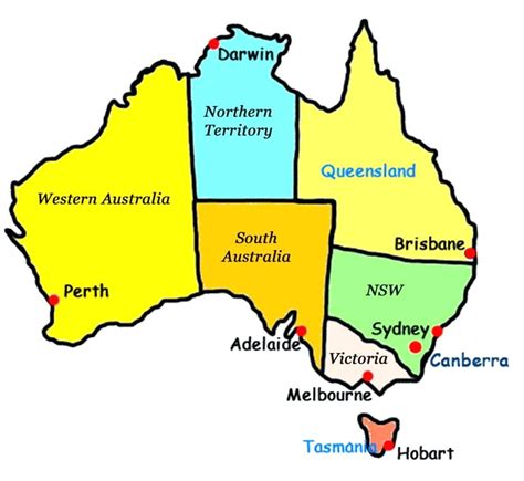 Australia Map Of States And Capitals United States Map