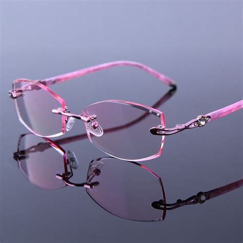 tinted reading eyeglasses pink frames presbyop glasses women optical hyperopia female rimless