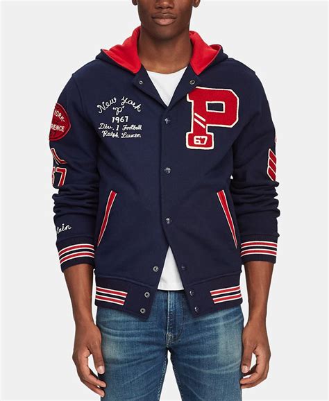 Polo Ralph Lauren Mens Hooded Letterman Jacket Macys