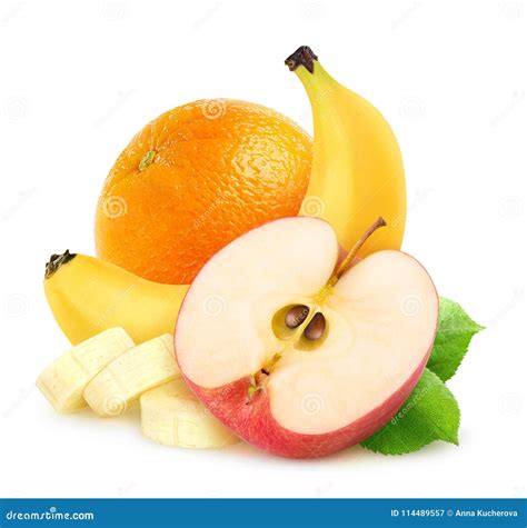 Isolated Apple Banana And Orange Stock Image Image Of Macro Path