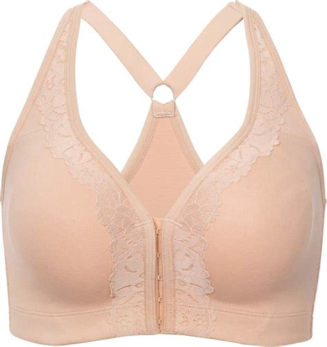Aisilin Womens Wirefree Full Figure Cotton Bra Front Closure Back