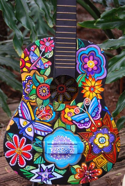 Hand Painted Acoustic Student Sized Guitar By Thestudioburke Via Etsy