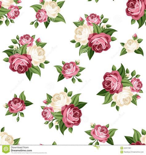 Vintage highwaist bird pattern levis shorts. Vector seamless vintage pattern with pink and white roses ...
