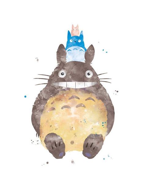 Totoro Print Totoro Watercolor Totoro Art Print Totoro Poster My