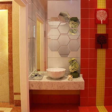 Us 3d elephant self adhesive living room door mural bedroom wall sticker decor. 12PCS Hexagonal Self Adhesive Mirror Effect Wall Sticker ...