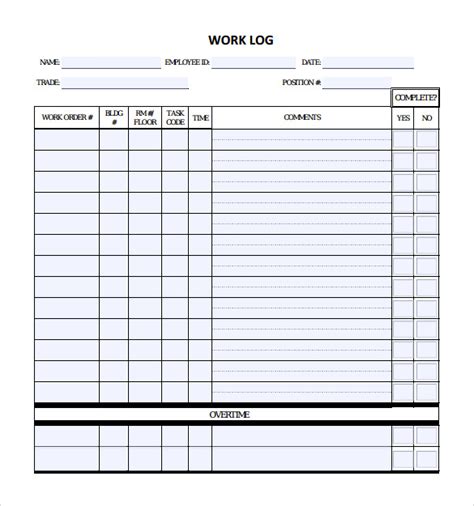 Best Templates 8 Daily Work Log Templates Word Excel Pdf Formats