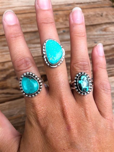 pretty authentic turquoise rings genuine turquoise stone jewelry with sterling silver bands