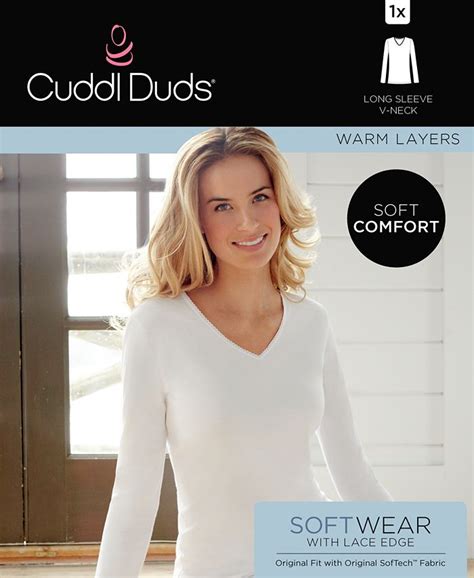 Cuddl Duds Softwear Lace Edge Long Sleeve V Neck Top And Reviews Tops