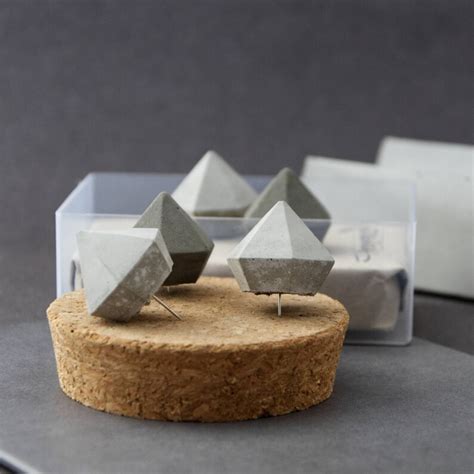Concrete Diamond Push Pins Set Of 5 Cement Diamond Push Pins Etsy
