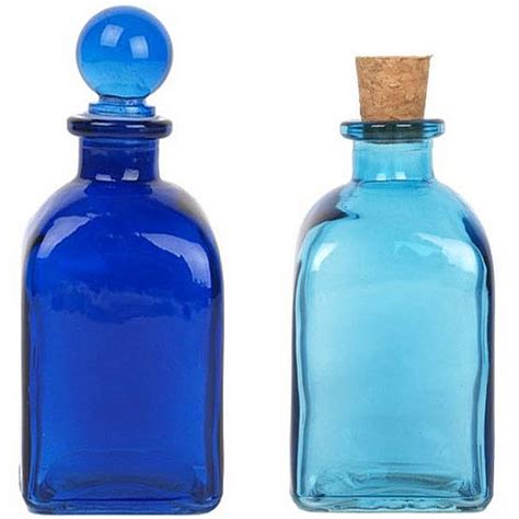 Decorative Blue Glass Bottles