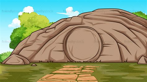 Sealed Tomb Of Jesus Christ Background Cartoon Vector Clipart