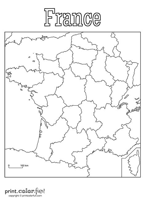 Blank Map Of France Coloring Page Print Color Fun