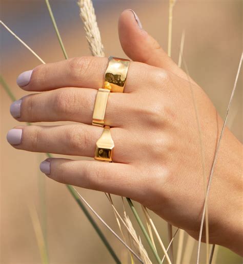 Signature Wide Ring In 18ct Gold Vermeil On Sterling Silver Jewellery