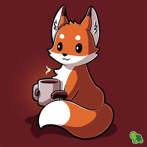 Nom nom nom coffee fox | Cute fox drawing, Cute animal drawings, Cute