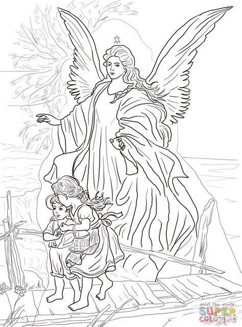Angel coloring pages fairy coloring colouring pages coloring pages for kids coloring books angel drawing free printable coloring pages colorful collection of angel coloring pages. Guardian Angel watching over children | Angel coloring ...