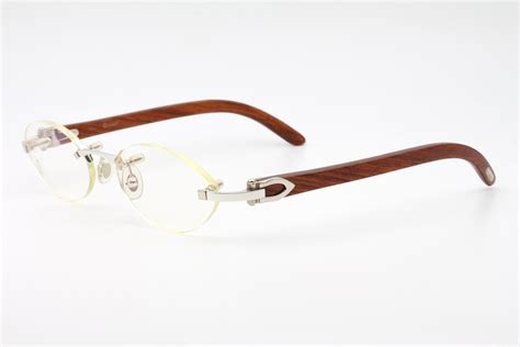 vintage eyeglasses cartier c decor rimless wood made in etsy
