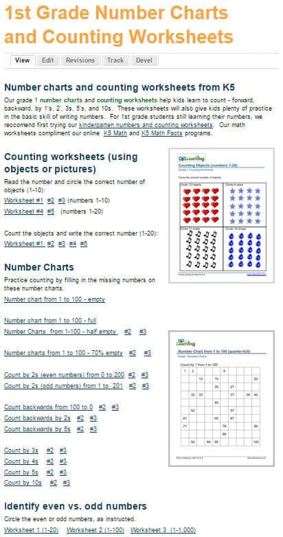 In this lesson, one learns about base numbers, complements to numbers, subtraction using complements. Brand New Grade 1 Math Worksheets | K5 Learning