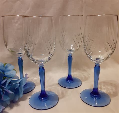 vintage lenox wine glasses royal blue stem crystal wine glasses with gold trim and cobalt swag