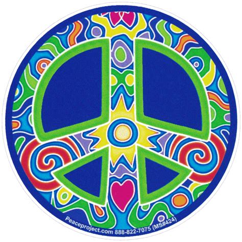 Retro Blue Peace Sign Small Bumper Sticker Decal Peace Resource