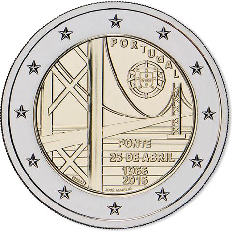 2 Euro Coin The Fifty Years Of 25th April Bridge Portugal 2016