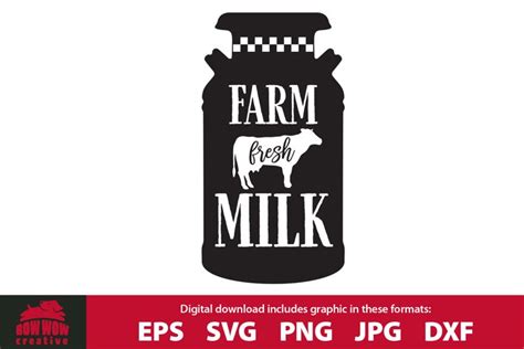 Farm Fresh Milk Milk Can With Cow Svg Cutting File And Clipart 636577