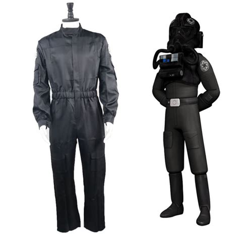 Star Cosplay Wars Imperial Tie Fighter Pilot Cosplay Costume Adult Black Flightsuit Uniform