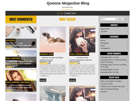 queens magazine blog wordpress theme