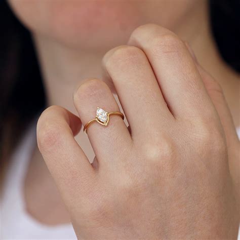 Marquise Engagement Ring Minimalist Engagement Ring Artemer