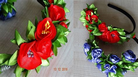 Ободок с розами из ленты 25 смheadband With Roses From The Tape 25