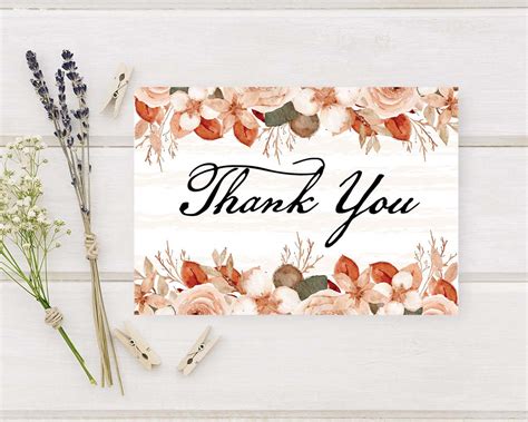 Vintage Floral Thank You Card Go Print Plus