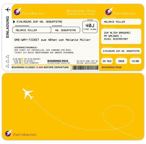 Wir bieten billig flug angebote weltweit. Flugticket Einladungskarten zum Geburtstag - Eintrittskarte mit Abriss in 2020 ...