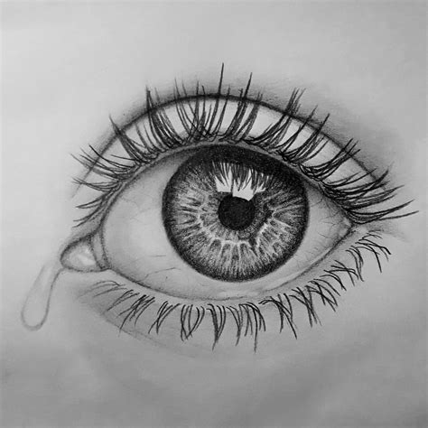 Create the eyeball with graphite pencils. Tried to draw a realistic eye with teardrop - pencil ...