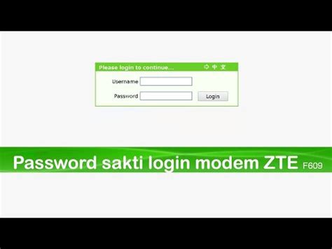 The default username for your zte f609 is admin. User Password Default Zte 609 - Zte F609 Default Password ...