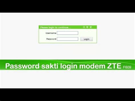 Cara paling mudah menurut penulis cara pertama. Password sakti login modem telkom ZTE F609 - YouTube