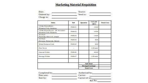material requisition forms   ms word