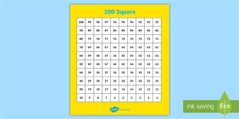 Counting Numbers Grid 1 To 100 Maths Resources Twinkl