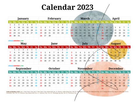 12 2023 Free Printable Yearly Calendar Watercolor Premium