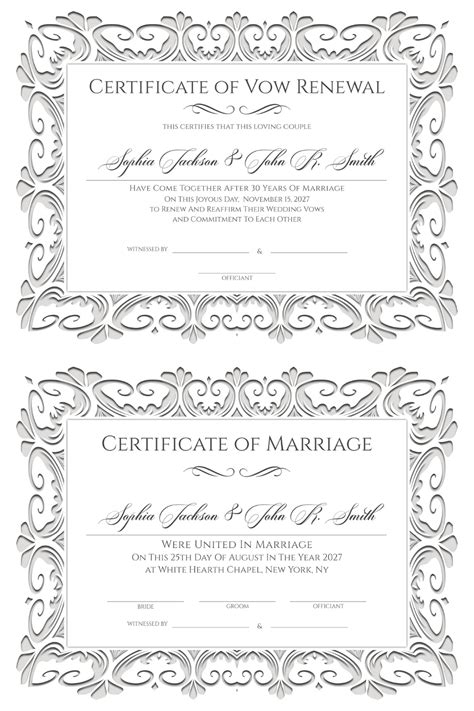 Vow Renewal Marriage Certificate Template Renewal Of Marriage Vows