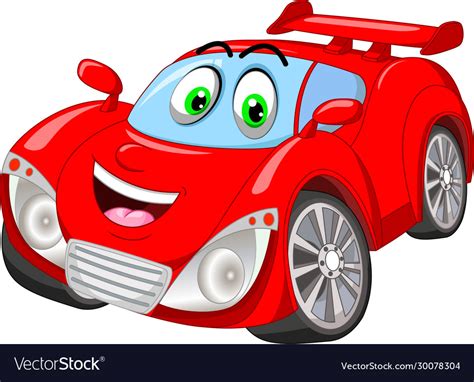 Funny Red Sport Race Car Cartoon Royalty Free Vector Image