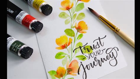 Easy And Quick Floral Bunch Brush Calligraphy Watercolor Painting For