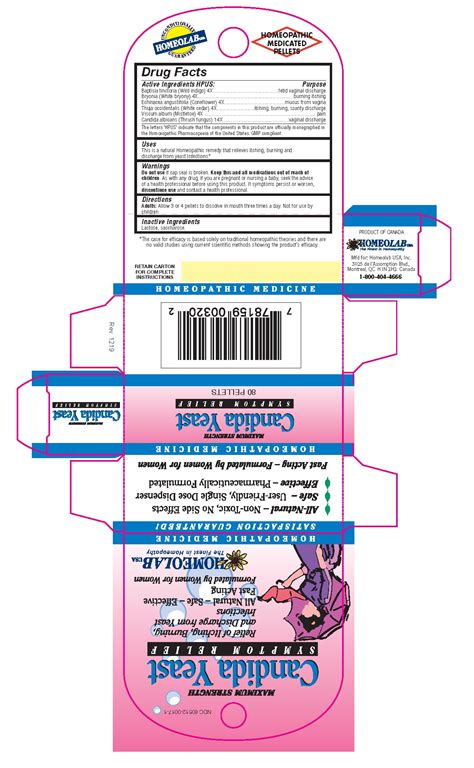 Candida Yeast Relief Homeolab Usa Inc Package Insert