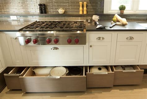 We've been trucking along on kitchen number 2. Drawers Under Cooktop - Transitional - kitchen - Smith ...