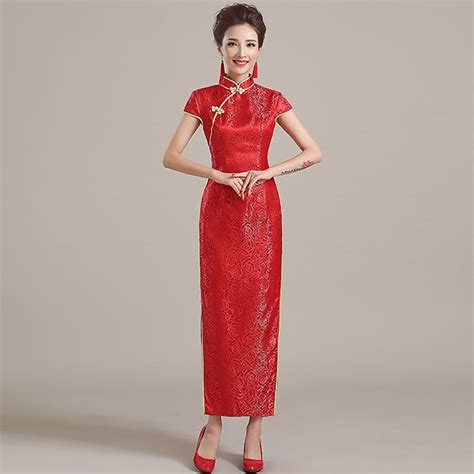 Red Bride Cheongsam Dress Women Chinese Dress Traditional Etiquette