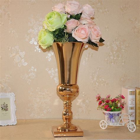 Everbon Pack Of 10 Metal Wedding Flower Vase Tall Gold