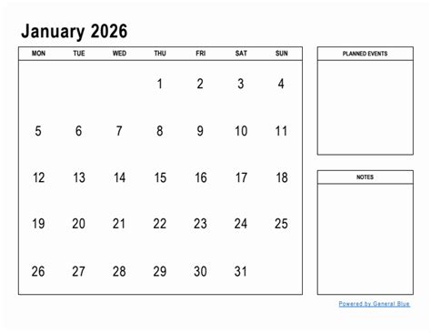 January 2026 Monthly Planner